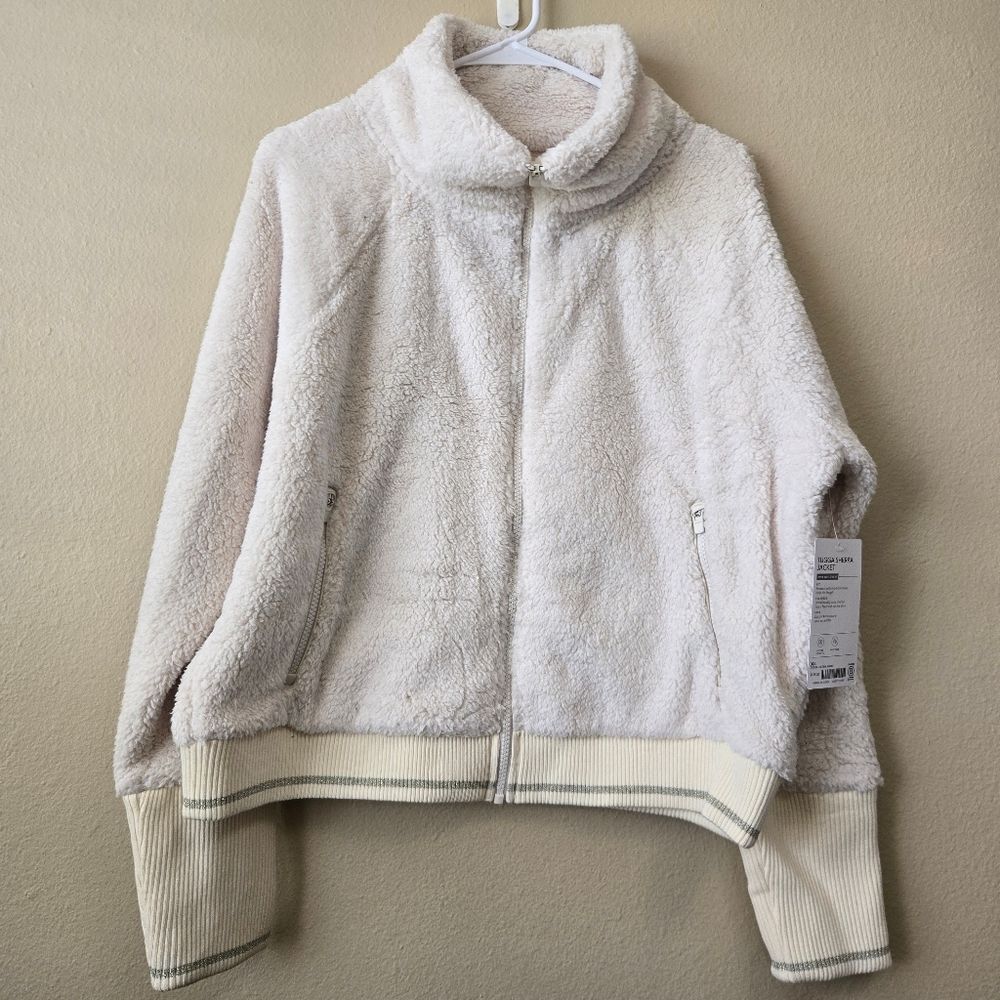 Athleta Tugga Sherpa Jacket Cream Full Zip Fleece XL 486693-05-2-0005